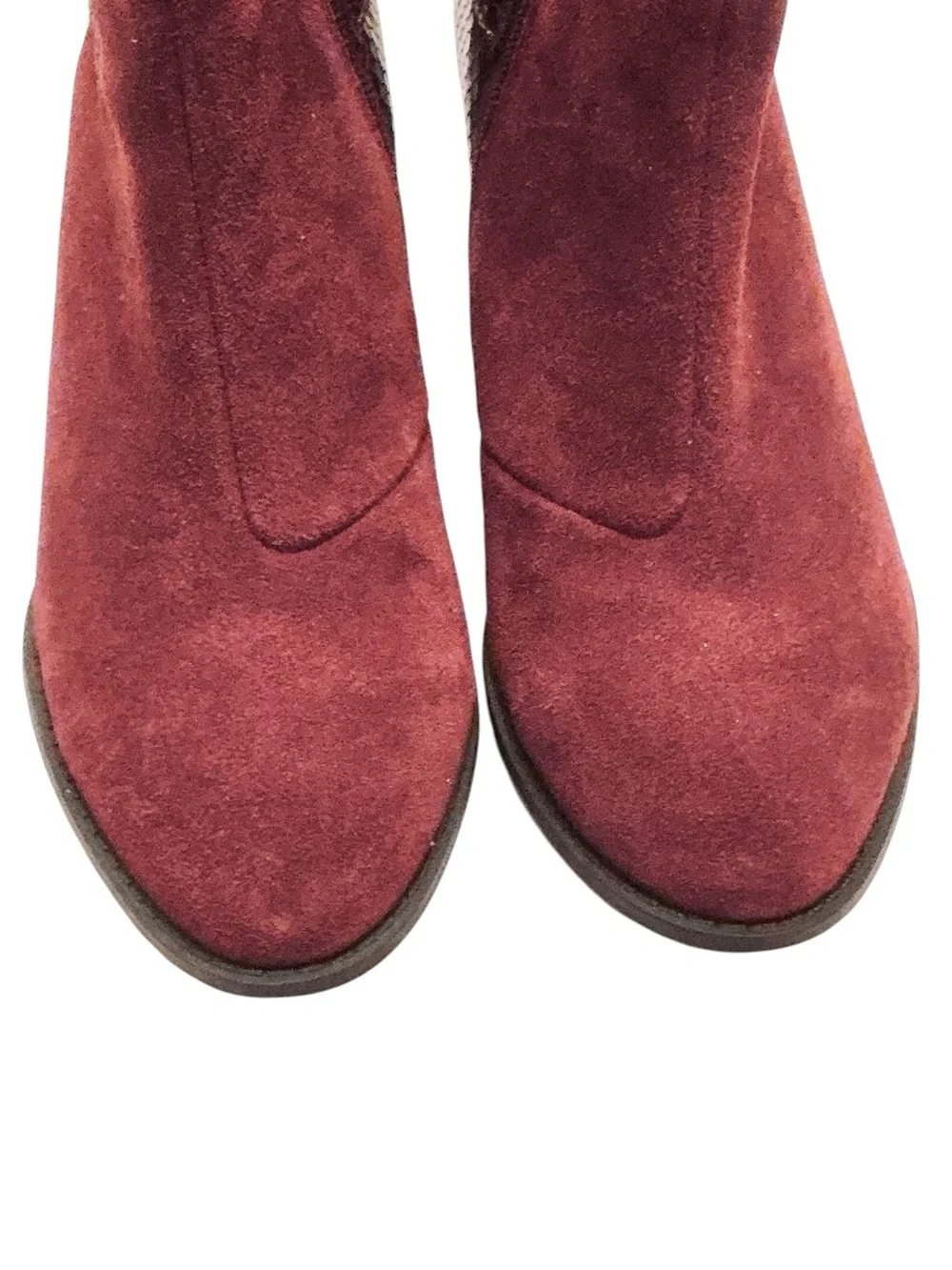 VIONIC Naomi Burgundy Suede Snakeskin Ankle Boots Size 7.5